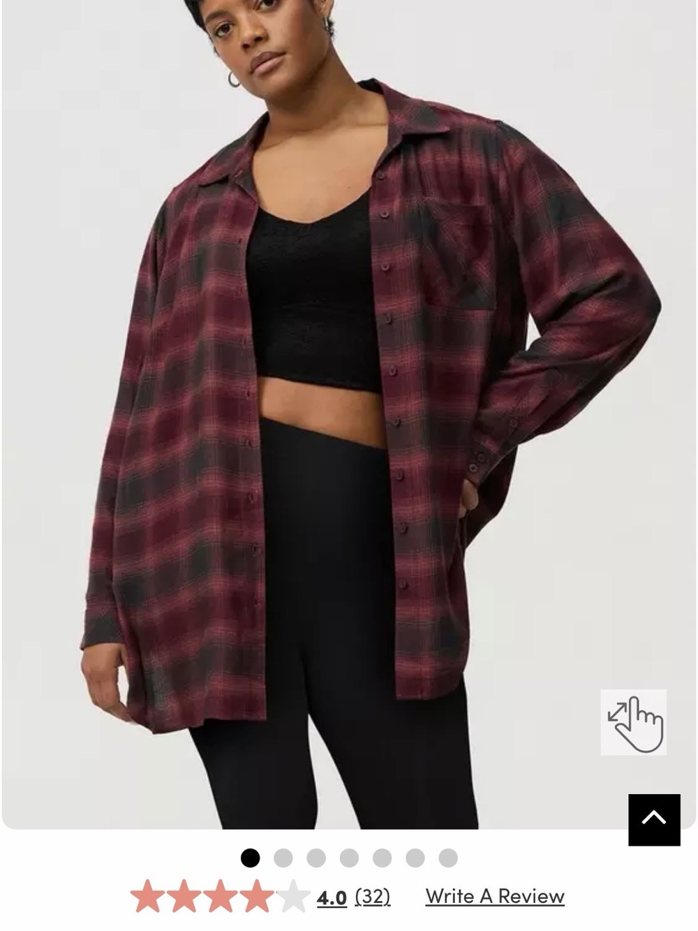 torrid Burgundy and Black Plaid Button-Down Shirt